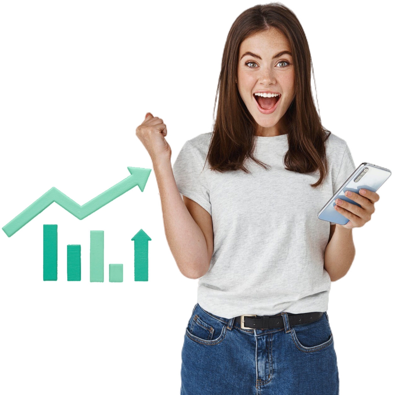 Mujer celebrando éxito